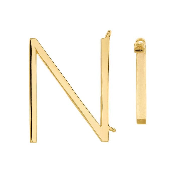 14K Geelgouden Alfabet Zijwaarts Festoon Hanger, N