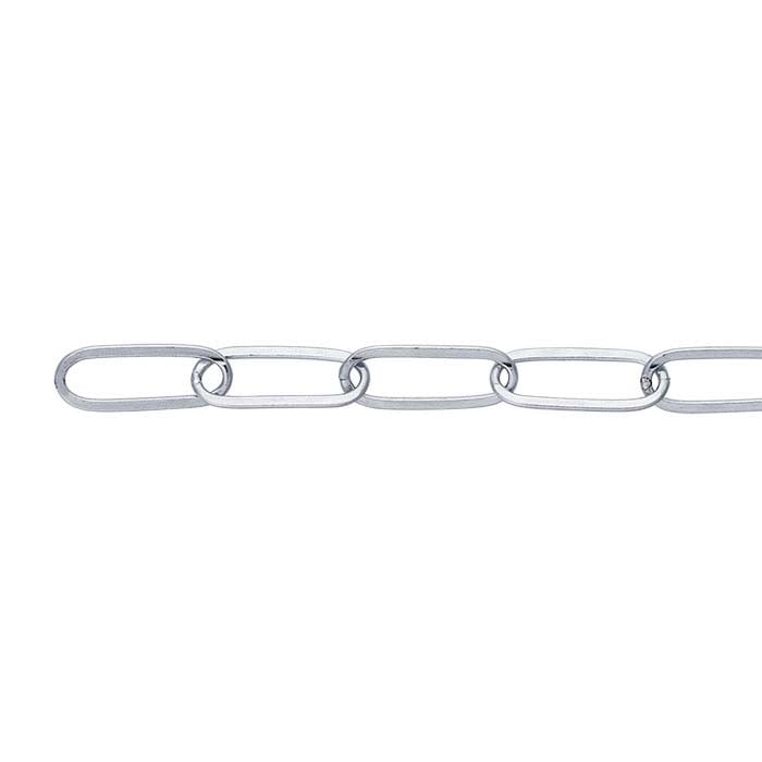 14K White Gold Flat Oval Cable Chain