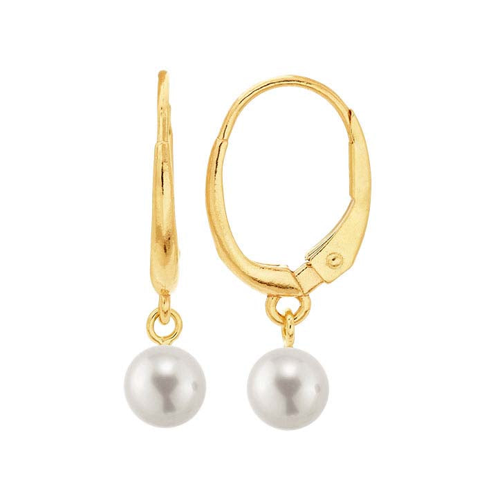 تركيب سلك أذن لؤلؤي بمشبك خلفي من الذهب الأصفر عيار 14 قيراط