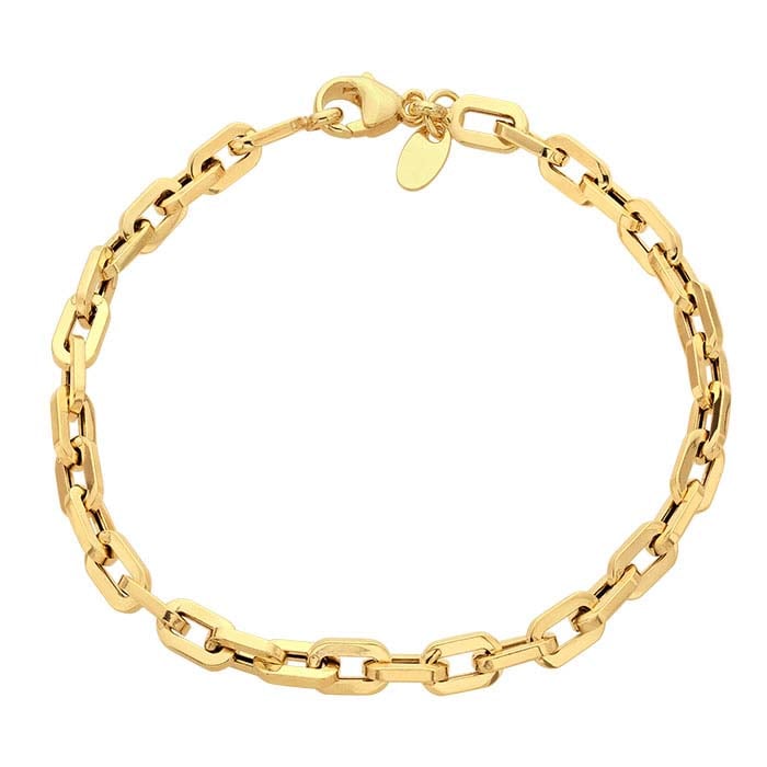 14K Yellow Gold Hollow Oval Cable Chain Bracelet