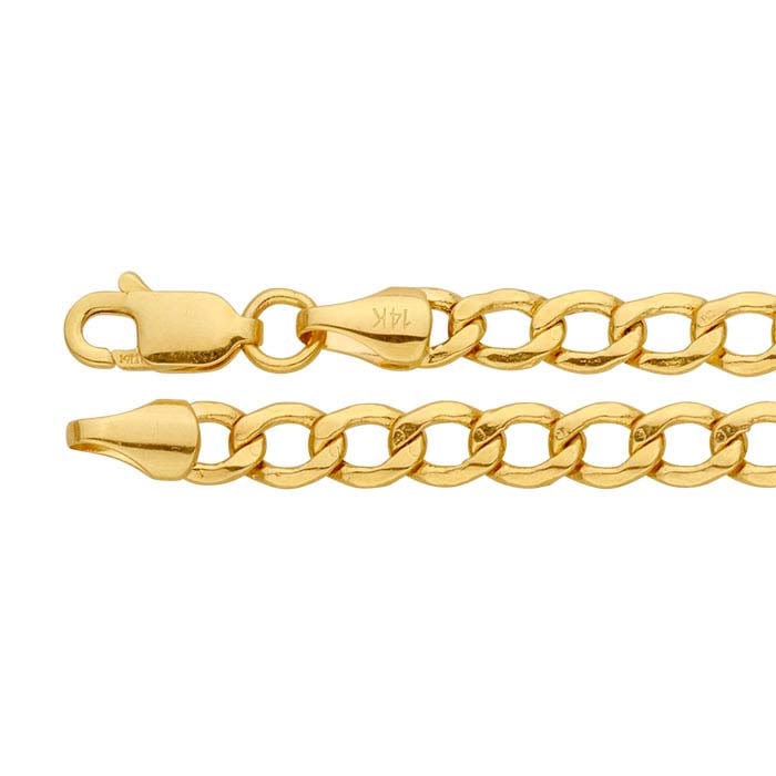 14K Yellow Gold Hollow Curb Chain