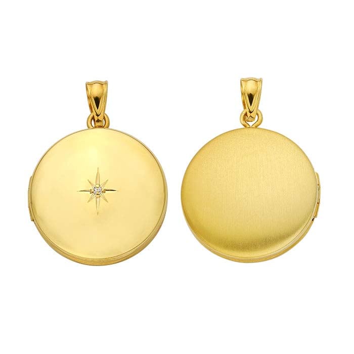 14/20 Yellow Gold-Filled Round North Star Locket Pendant