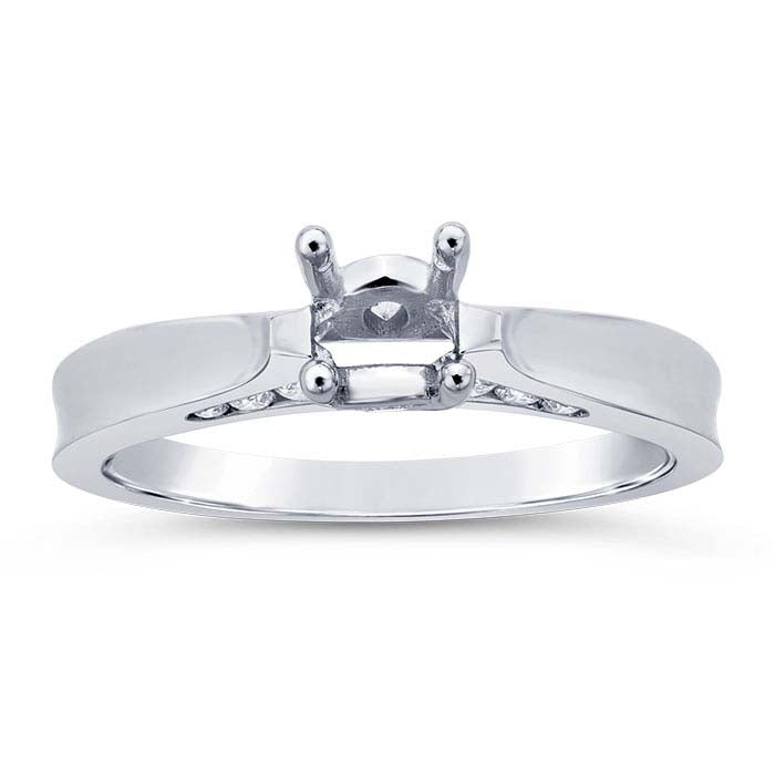 14 Karat Weißgold, 4,75 mm, rund, Halbfassung für Verlobungsringe