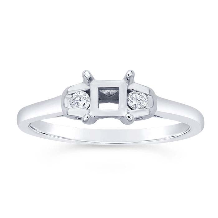 14K hvidguld rund halvmonteringsforlovelsesring monteringsdel