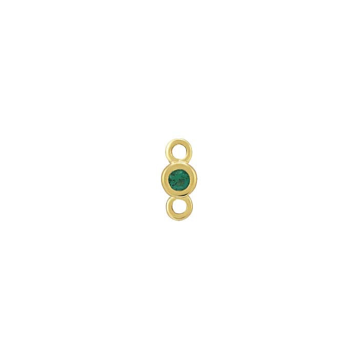 14K Yellow Gold 1.5mm Lab-Grown Emerald-Set Link Component