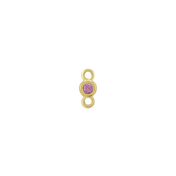 14K Yellow Gold 1.5mm Lab-Grown Pink Sapphire-Set Link Component