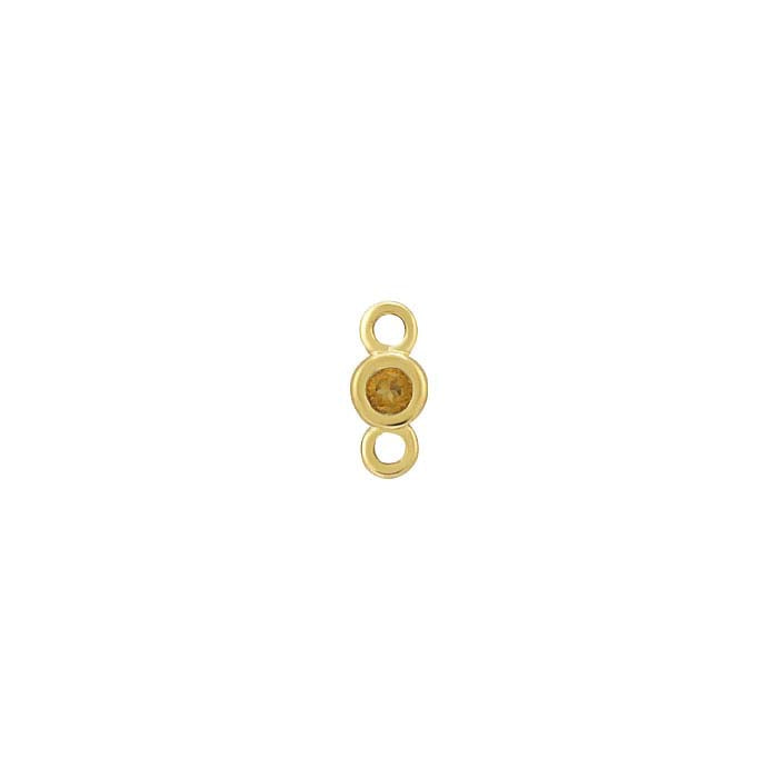14K Yellow Gold 1.5mm Citrine-Set Link Component