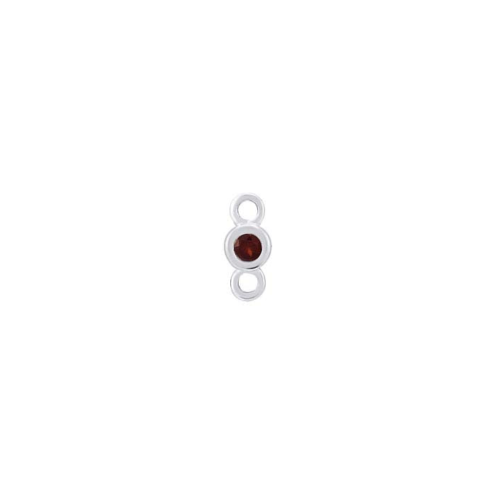 14K White Gold 1.5mm Garnet-Set Link Component