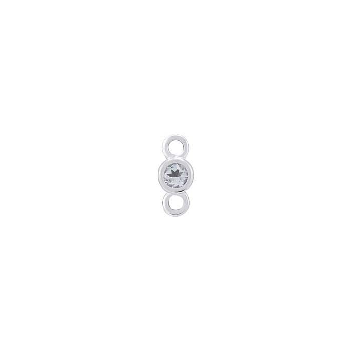 14K White Gold 1.5mm Aquamarine-Set Link Component