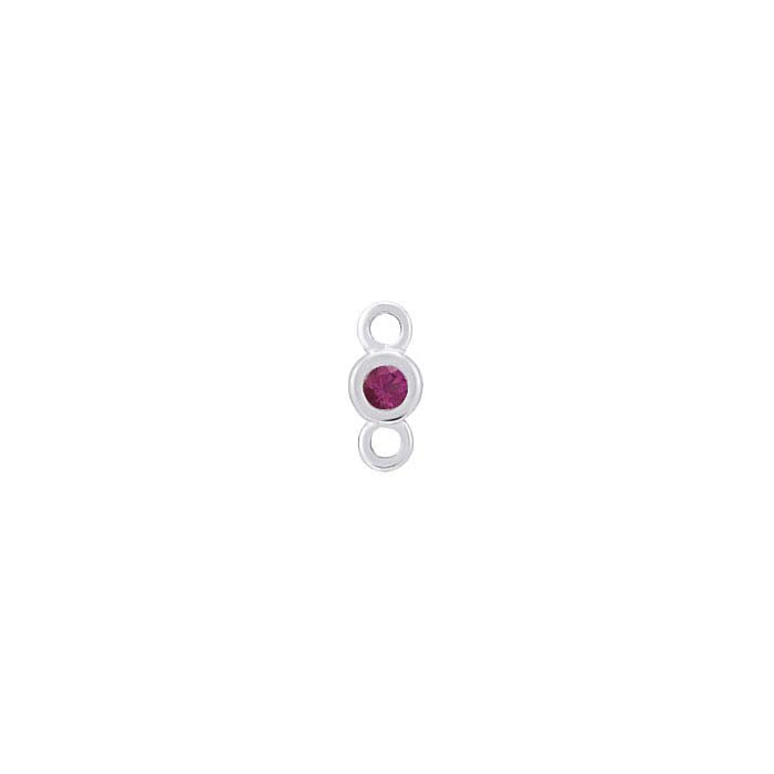 14K White Gold 1.5mm Lab-Grown Ruby-Set Link Component