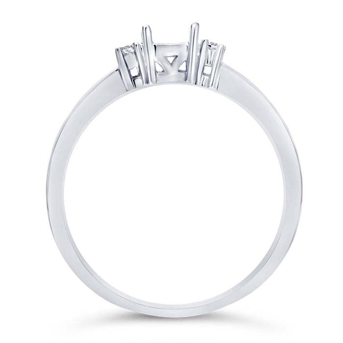 Montatura per anello di fidanzamento semimontata rotonda da 5mm in oro bianco 14K