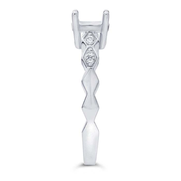 14K witgouden ronde halve zetting verlovingsring zetting