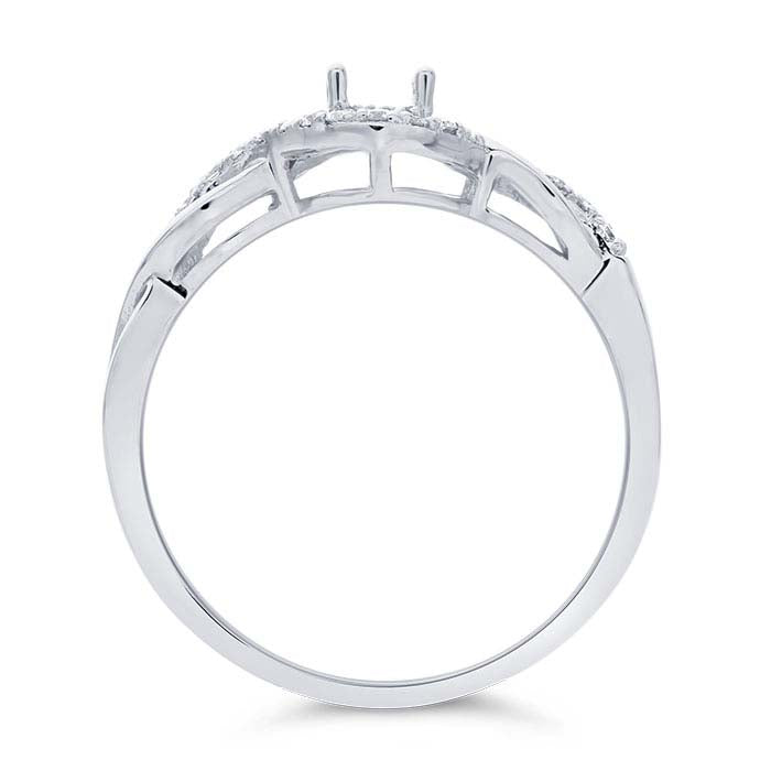 14K White Gold x Oval Semi-Mount Engagement Ring Mounting
