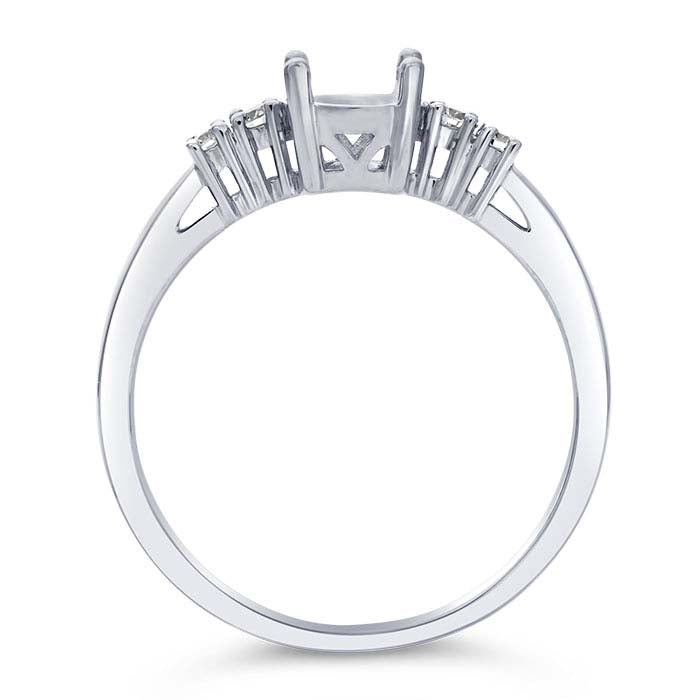 14К белое золото 8 x 6 мм овальное полумонтажное кольцо для помолвки