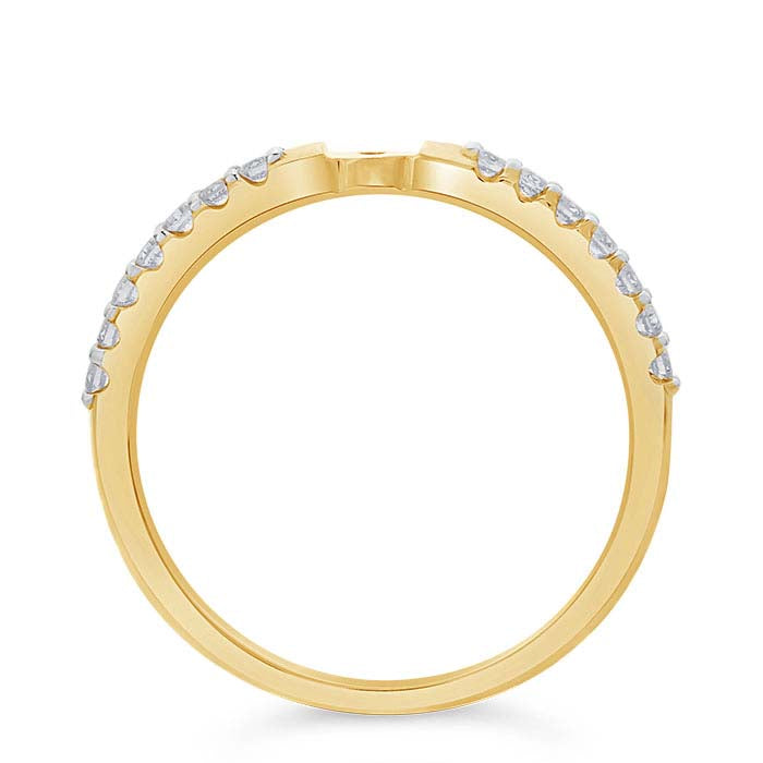 Castone per anello in oro giallo 14K con diamanti e foro