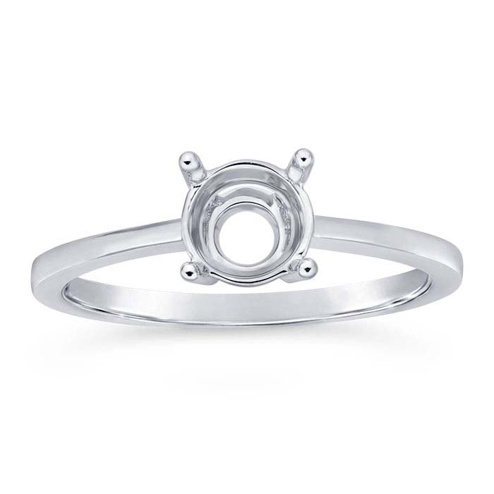 14K White Gold . Round Basket Ring Mounting