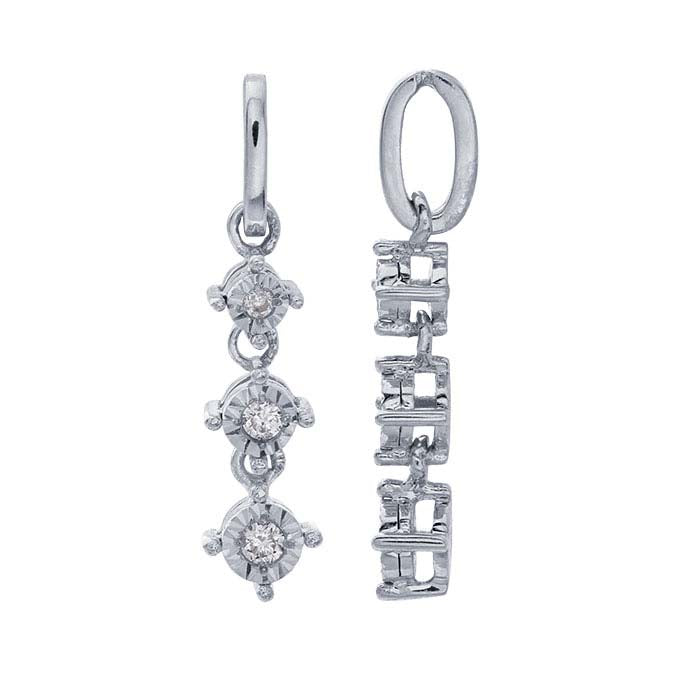 14Κ Λευκός Χρυσός Κρεμαστός Με 3 Κρεμαστά Διαμάντια