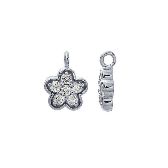 14K White Gold Diamond-Set Flower Component