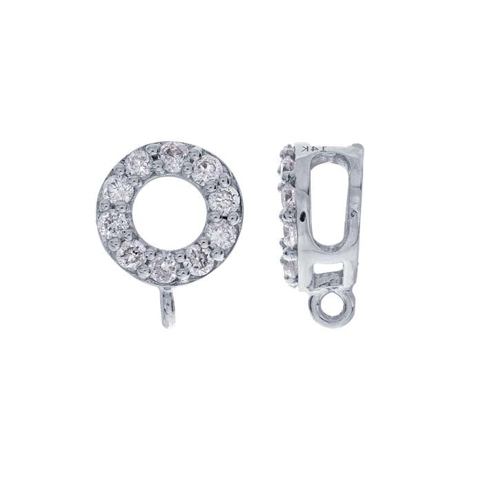 14K White Gold Diamond-Set Circle Pendant Bail with Ring