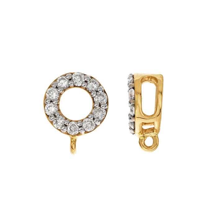 Anello per pendente a cerchio con diamanti in oro giallo 14K