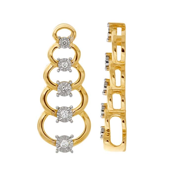 10K 黄K金镶钻叠层椭圆吊坠