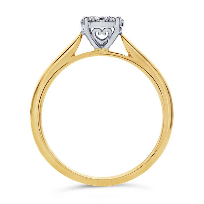 14K Yellow Gold Cluster Diamond-Set Ring