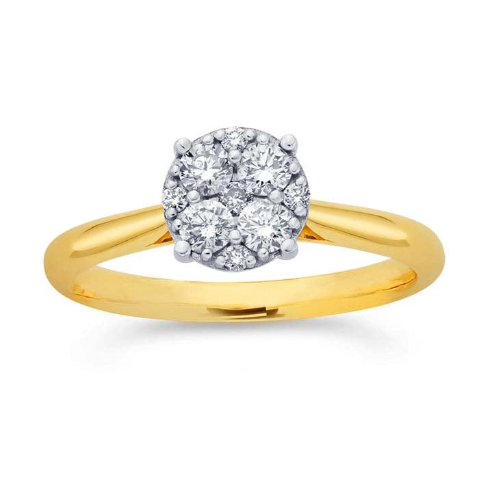 14K Yellow Gold Diamond-Set Cluster Ring
