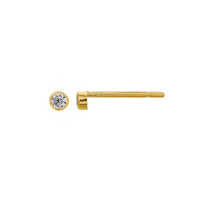 Elli Orecchini A Perno In Oro Giallo 14K (585) Con Zirconia Cubica Bianca - A Forma Di Fiore, Eleganti E Fatti A Mano - 4