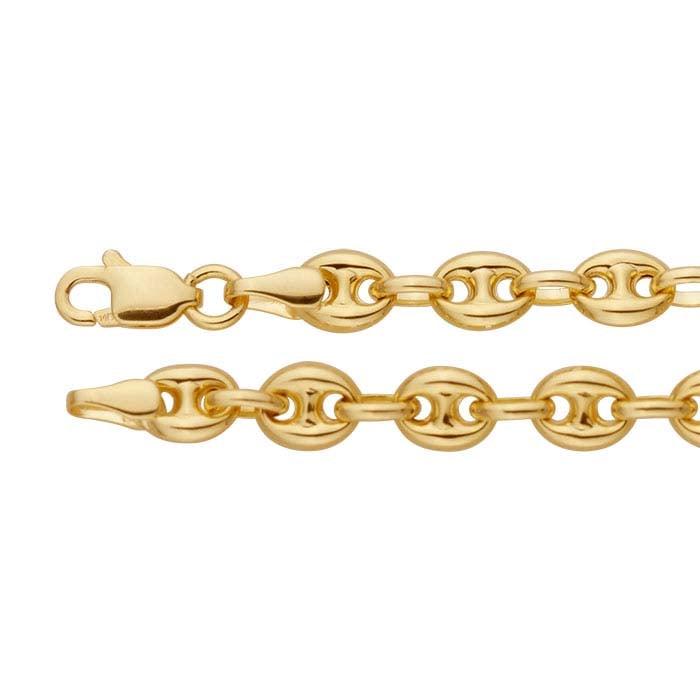 14K Yellow Gold Puffed Mariner Chain