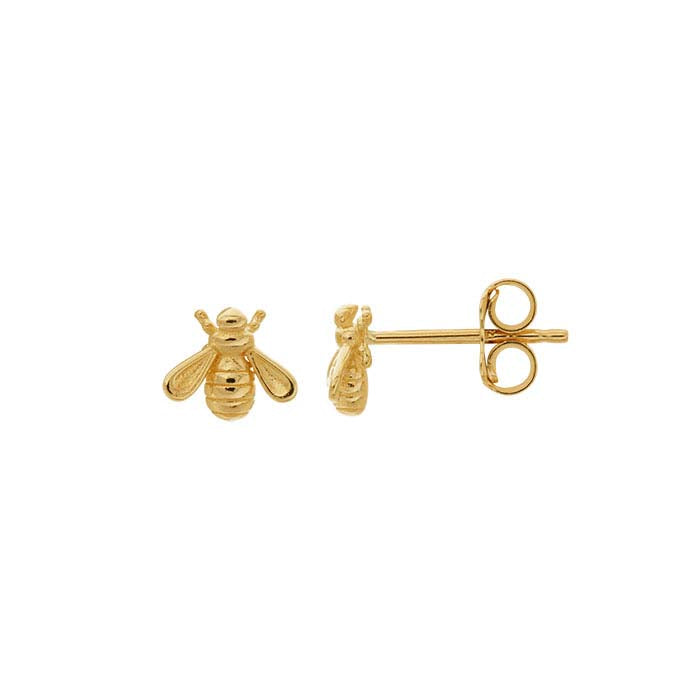 14K Yellow Gold Honey Bee Post Earrings