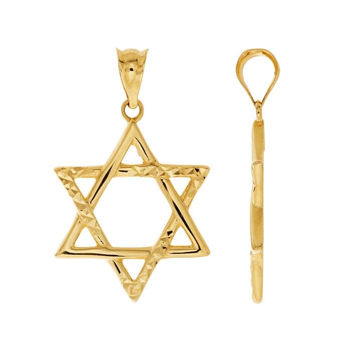 Estrela de David com corte diamante em ouro amarelo 14K