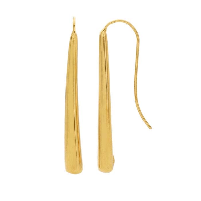 أقراط طويلة متدلية مطلية بالكهرباء من الذهب الأصفر عيار 14 قيراط