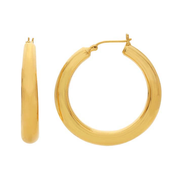 14K Yellow Gold Electroform Hoop Earring