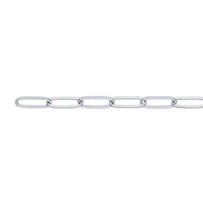 14K White Gold Flat Elongated Oval Cable Chain