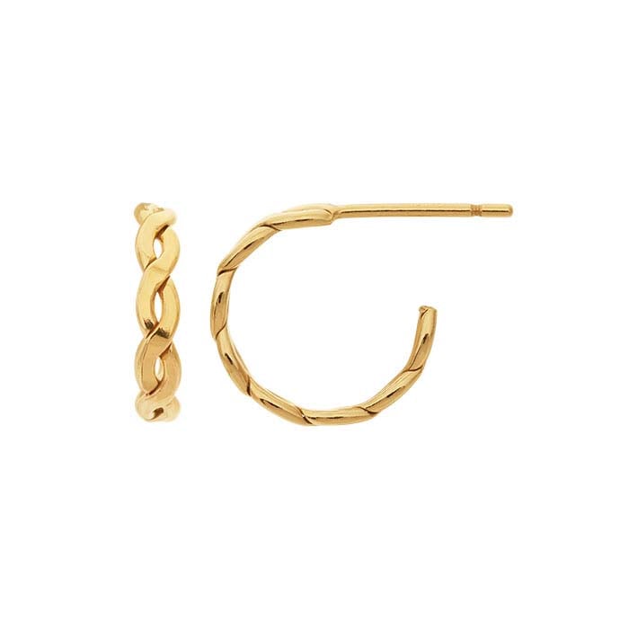 Σκουλαρίκι κρίκος 3/4 πλεγμένο, επιχρυσωμένο με κίτρινο χρυσό 14/20