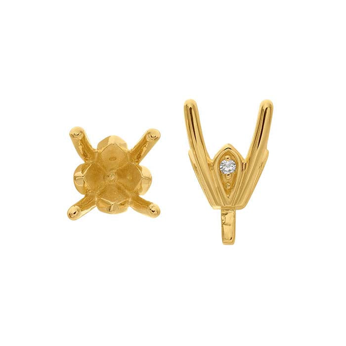 Gold Round Semi-Mount 4-Prong Settings with Peg