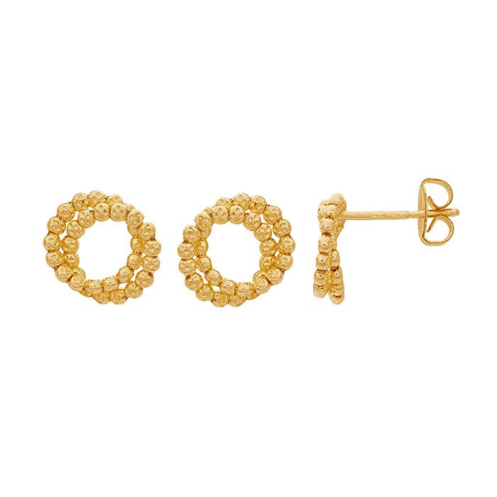 14/20 Yellow Gold-Filled Beaded Circles Post Earrings
