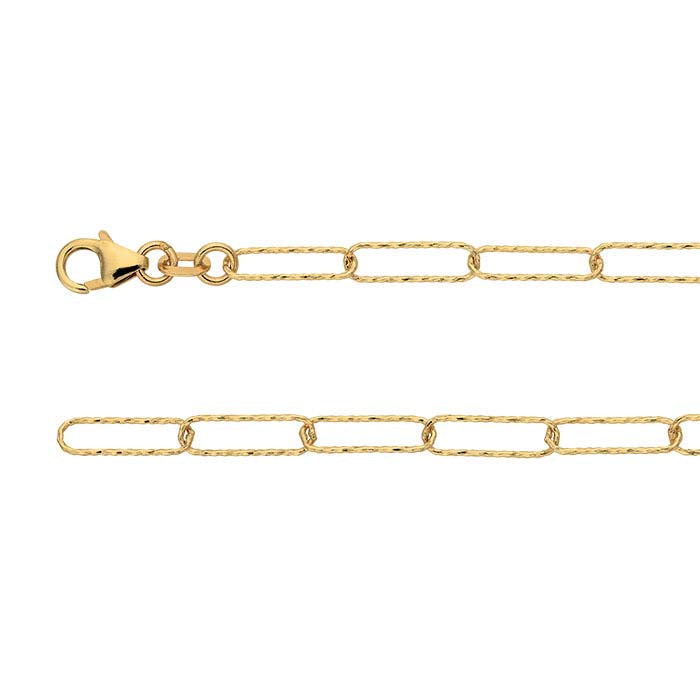 14K Gelbgold Diamantschliff Oval Kabelkette