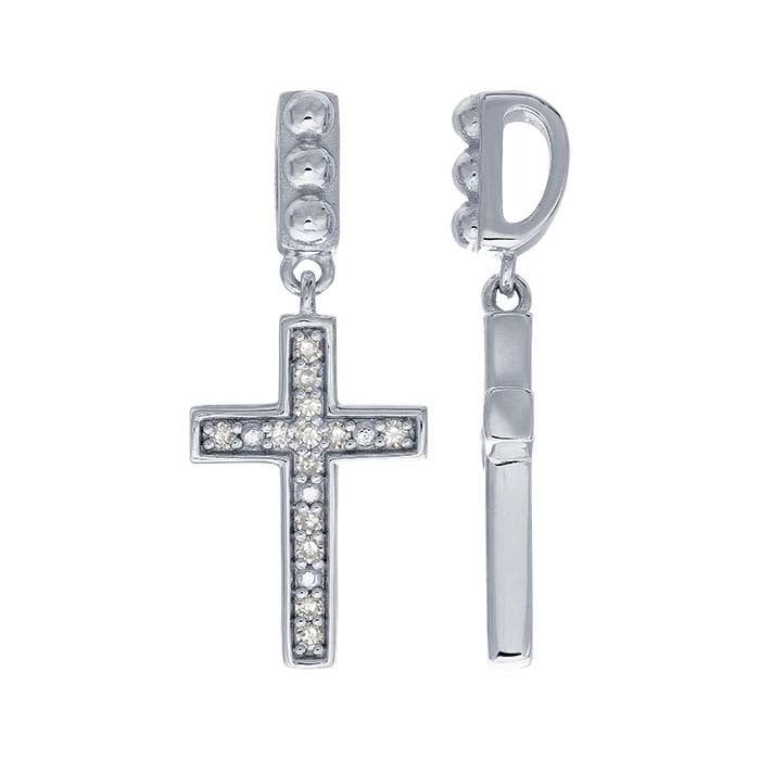 14K White Gold Diamond-Set Cross Pendant