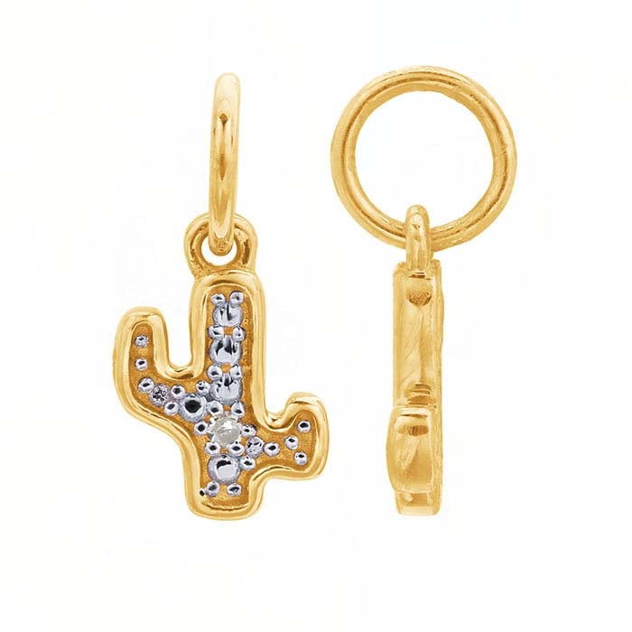 14K イエローゴールド ダイヤモンドセット サボテンチャーム