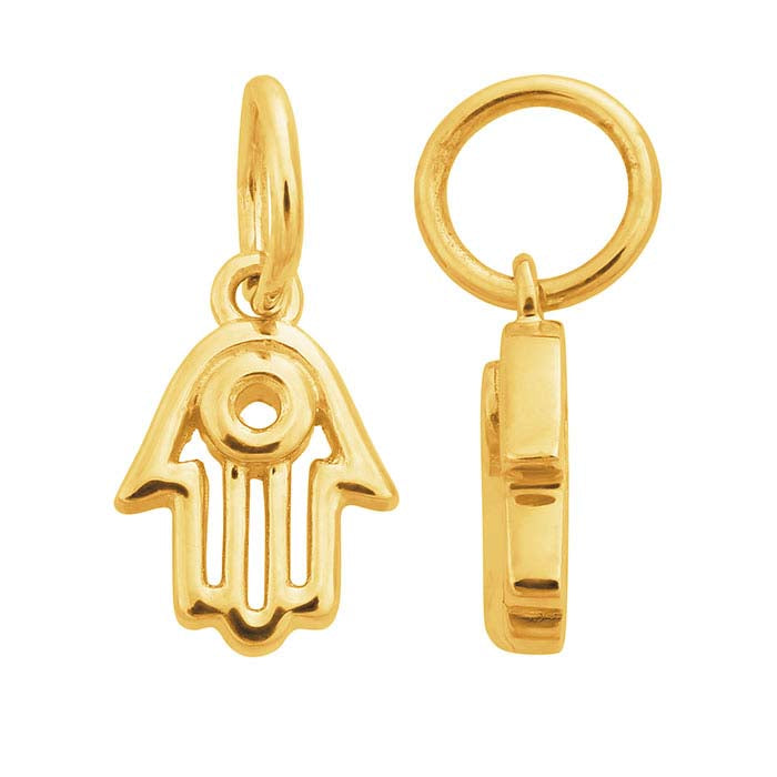 14K Yellow Gold Hamsa Hand Charm