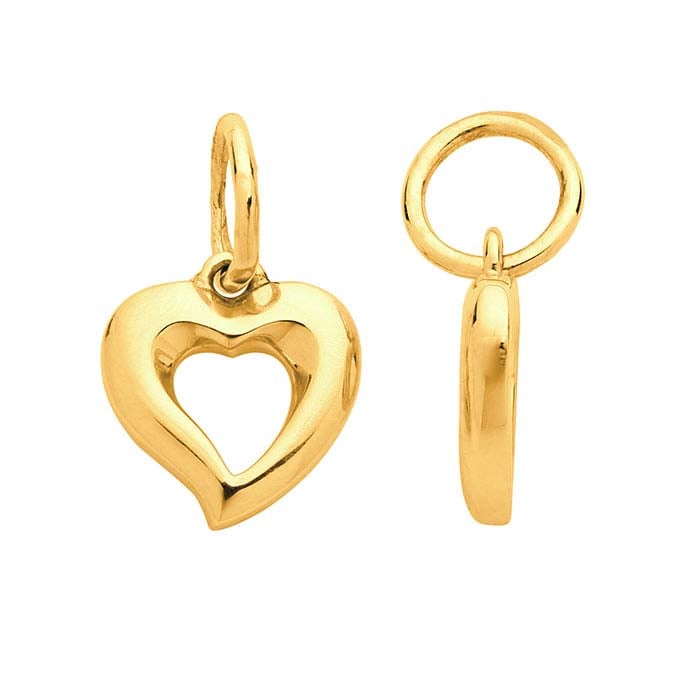 14K Yellow Gold Open Heart Charm