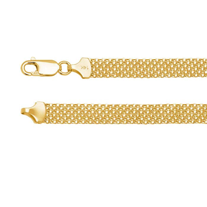 14K पीला सोना 7mm बिस्मार्क चेन कंगन
