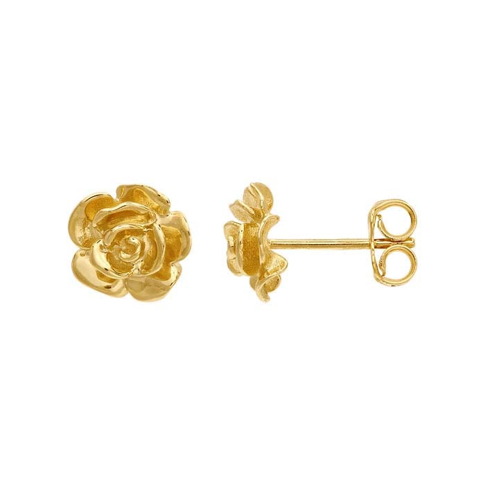 14K Yellow Gold Rose Post Earring
