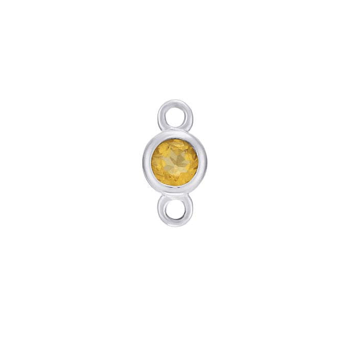 14K White Gold 2.5mm Citrine-Set Link Component