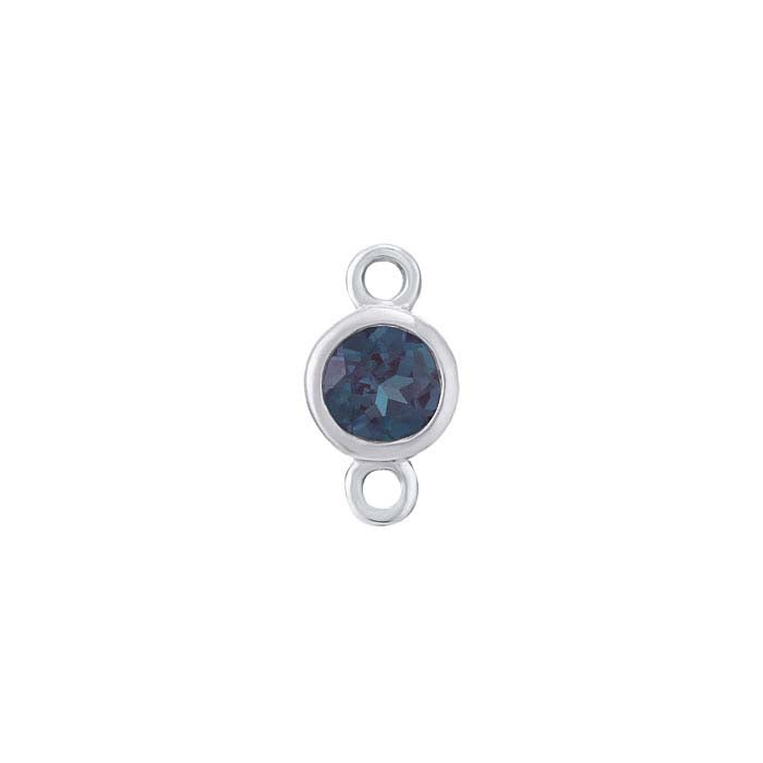 14K White Gold 3mm Lab-Grown Alexandrite-Set Link Component