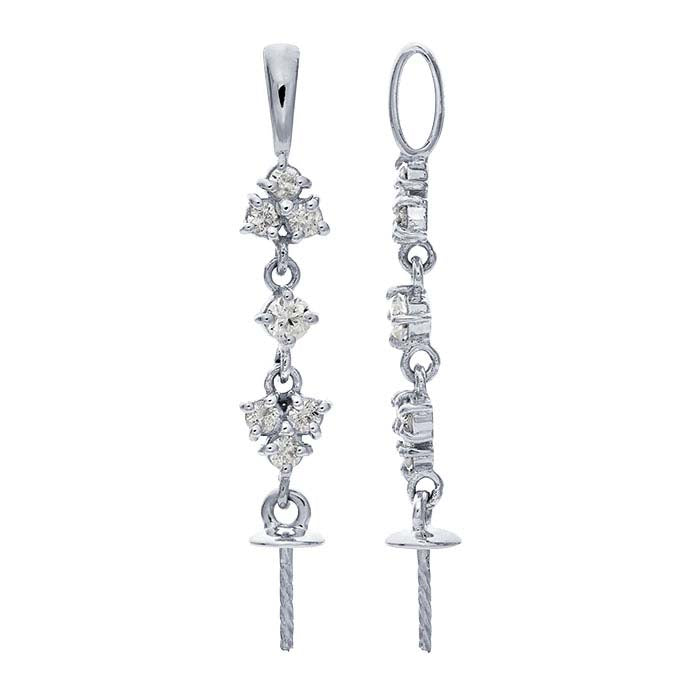 14K Valkokultainen Timanttikivellinen Helmi-riipuskehys