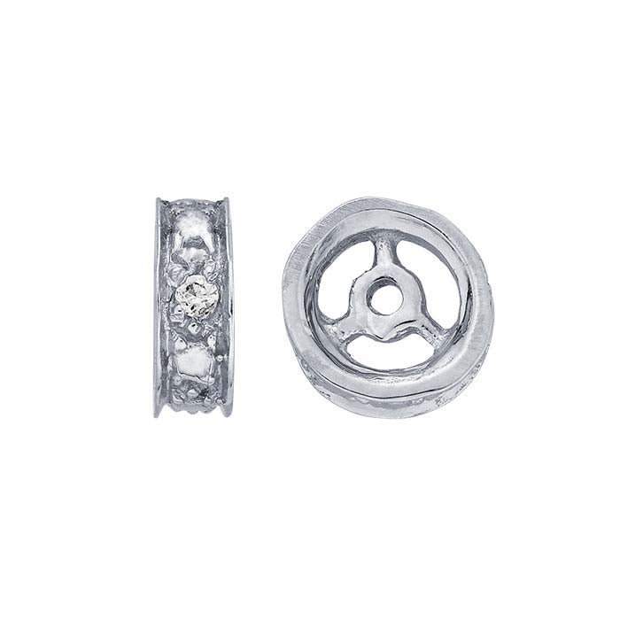 14K White Gold Diamond-Set Spacer Bead