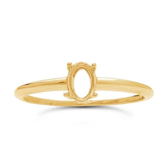 14K Yellow Gold 6 x 4mm Oval Ring Mounting