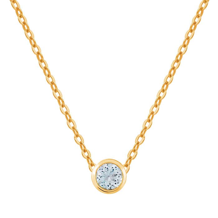 تعليقة مرصعة بحجر الأكوامارين مقاس 3 مم من الذهب الأصفر عيار 14 قيراط